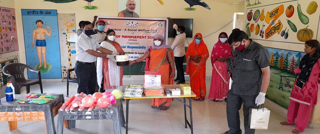 Donation of stationery, toys and electrical equipment to villages adopted by SMS, Varanasi.