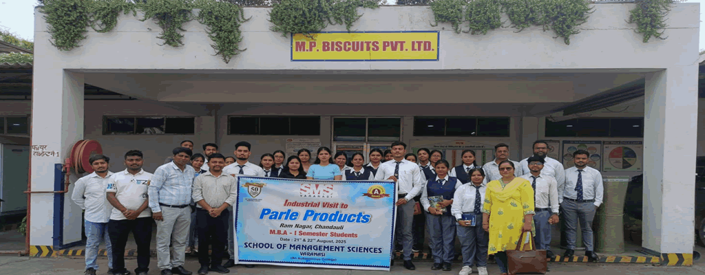MBA I Semester students of SMS Varanasi visited Parle G Biscuit Manufacturing Unit at Ramnagar